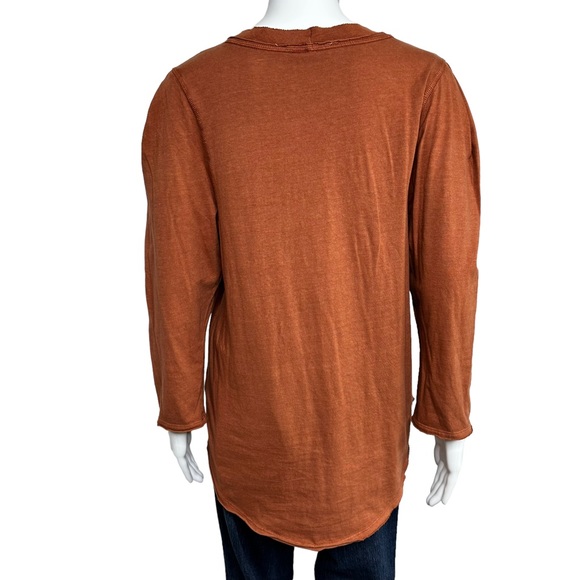 We the Free Clover Puff Shoulder Top Size XL Burnt Orange Mesa Curved Hem - Picture 9 of 13